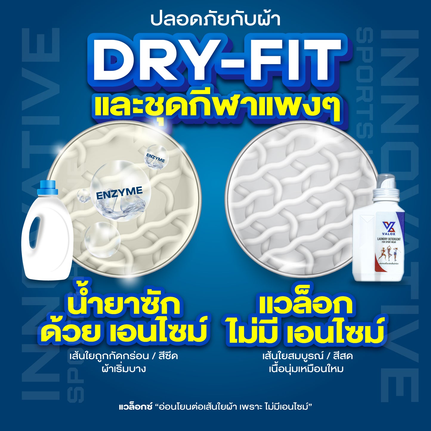 VALOX น้ำยาซักชุดกีฬา ขจัดกลิ่นอับเหงื่อ สำหรับชุดออกกำลังกาย สูตรเข้มข้น 1000ml